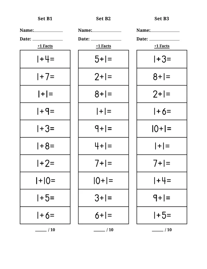 Plus One Sprint Worksheet