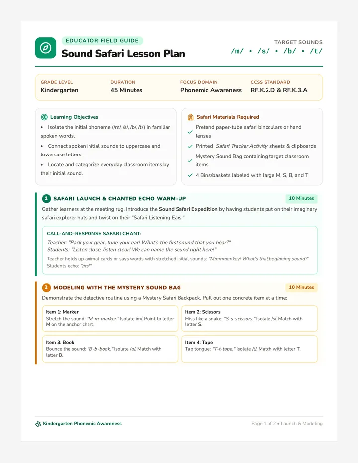 Sound Safari Lesson Plan
