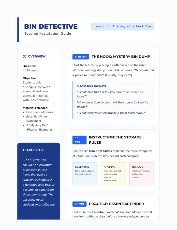 Bin Detective Teacher Guide