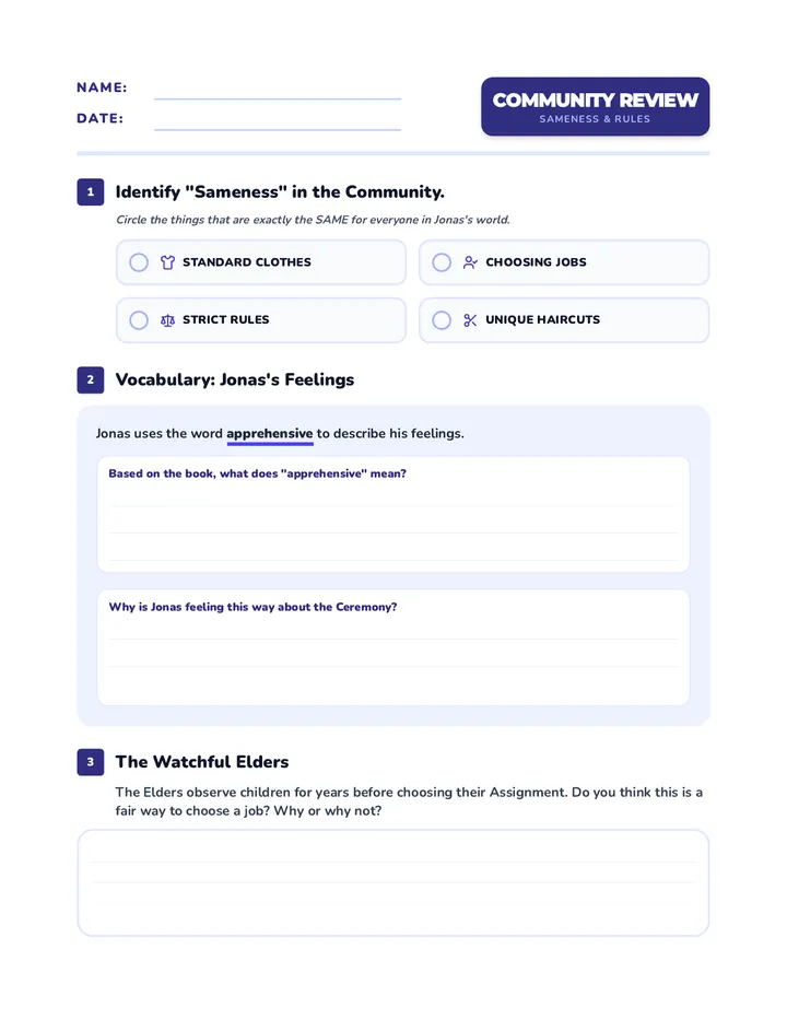 Community Rules Worksheet