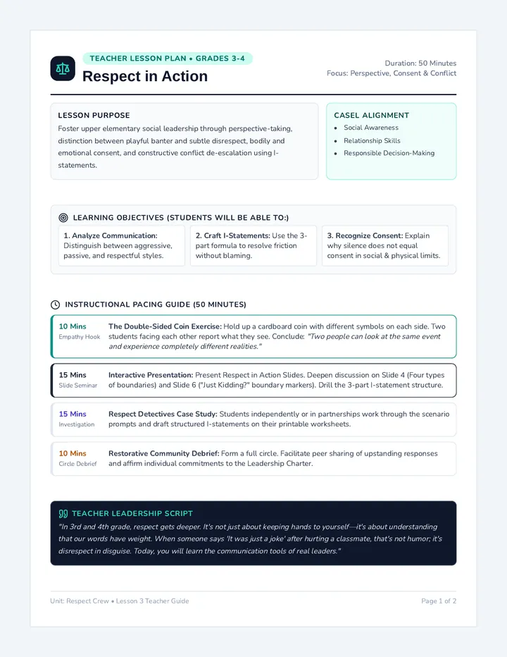 Respect in Action Teacher Guide