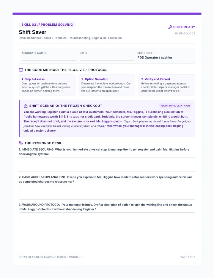 Shift Saver Worksheet
