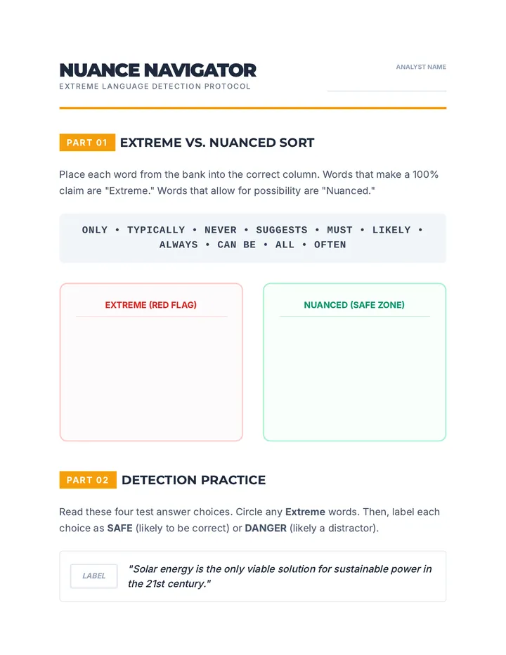 Nuance Navigator Worksheet