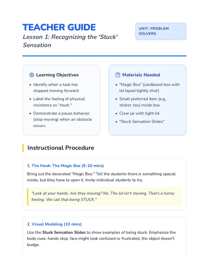 Stuck Sensation Teacher Guide