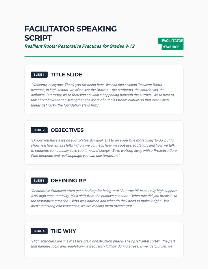 Facilitator Speaking Script