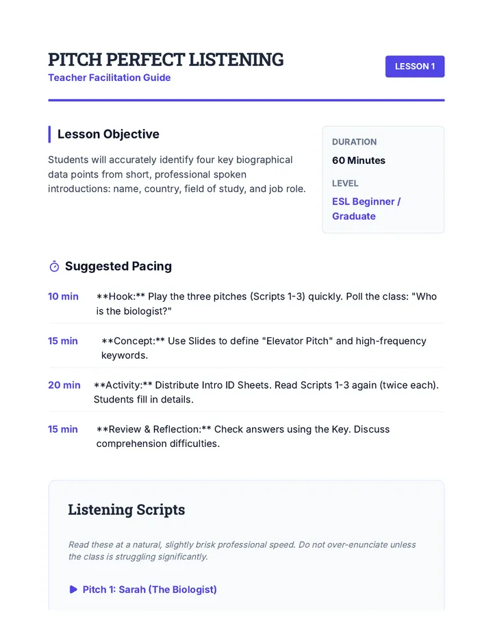 Pitch Facilitator Guide