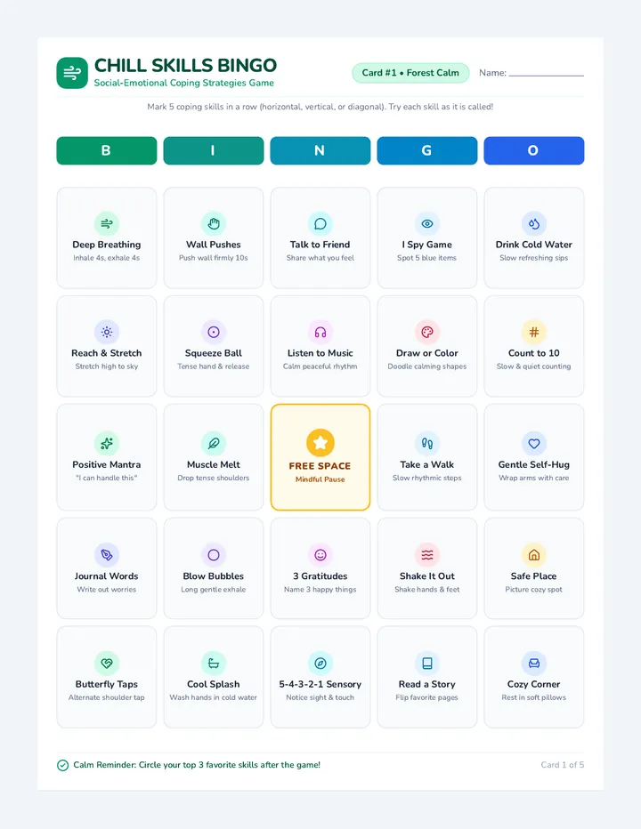 Chill Skills Bingo Game
