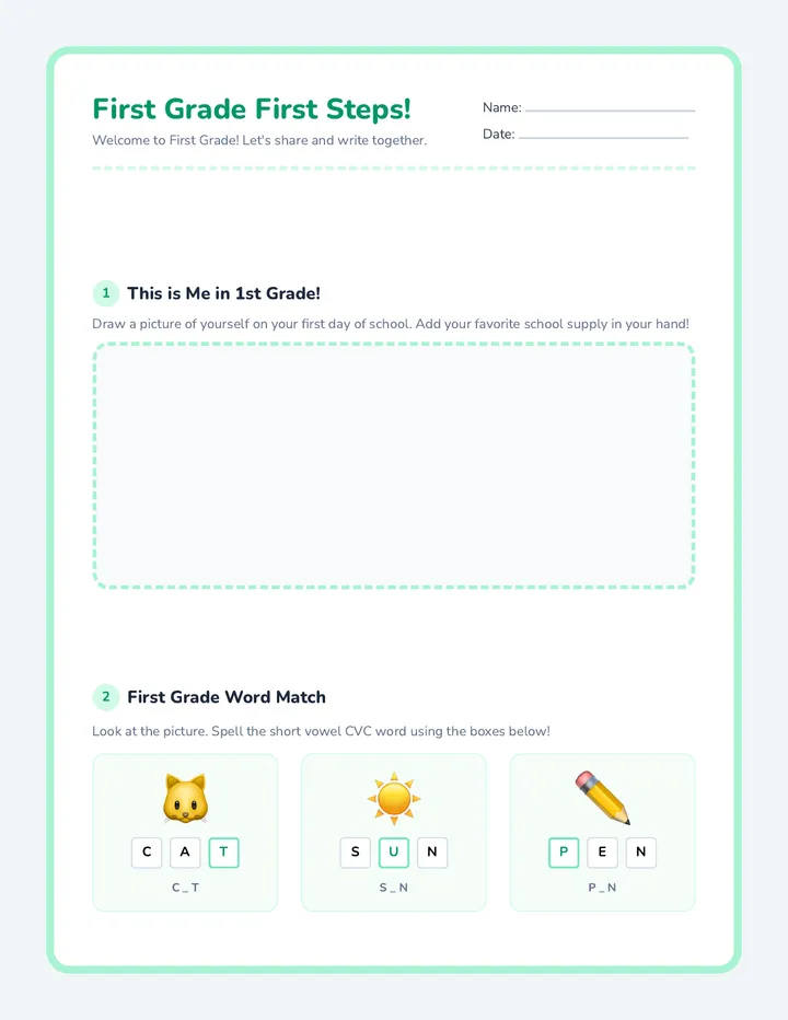 First Grade Diagnostic Sheet