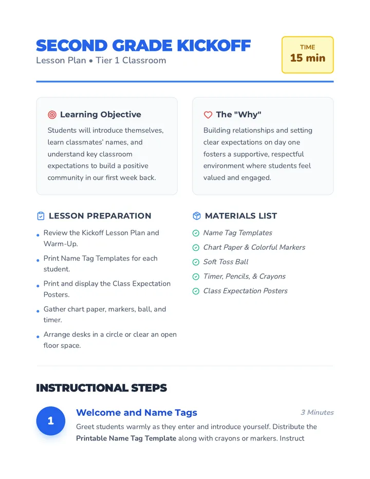 Kickoff Lesson Plan