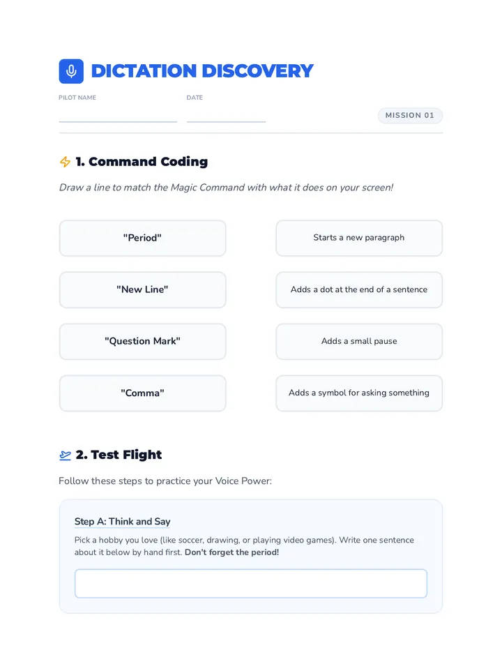 Dictation Discovery Worksheet
