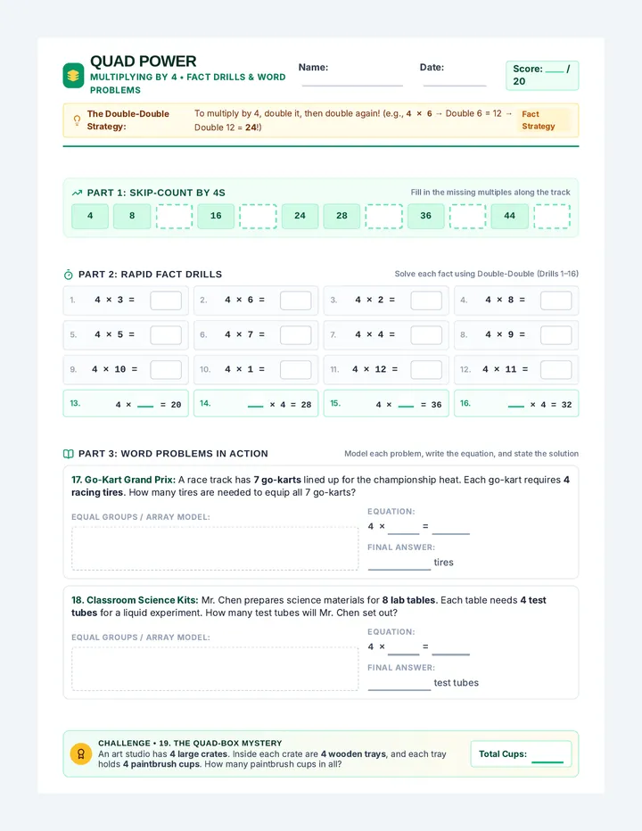 Quad Power Worksheet