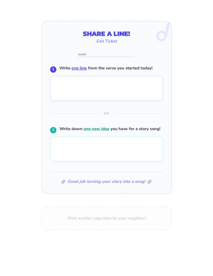 Share a Line Exit Ticket
