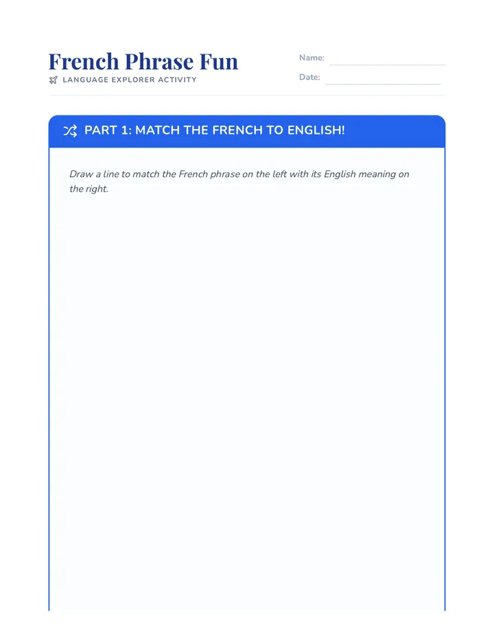 French Phrase Fun Activity