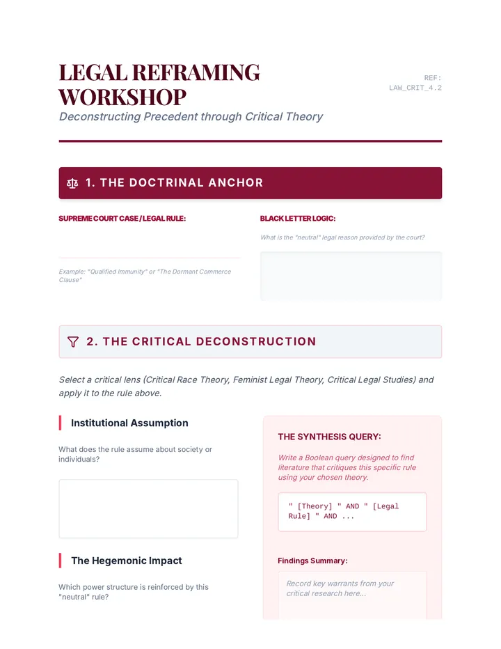 Legal Reframing Workshop Worksheet
