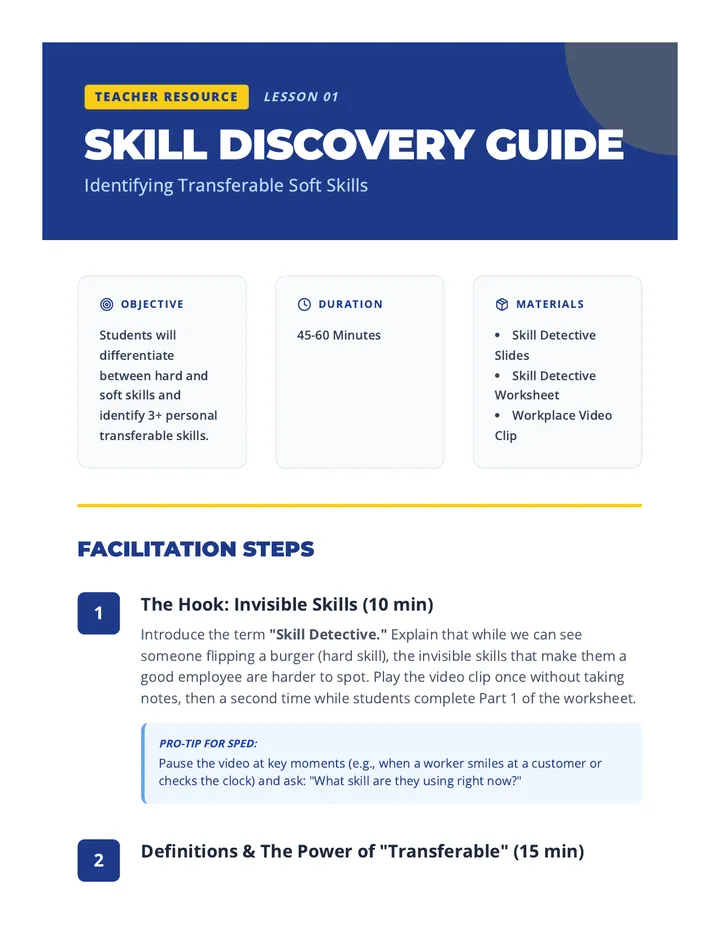 Skill Discovery Teacher Guide