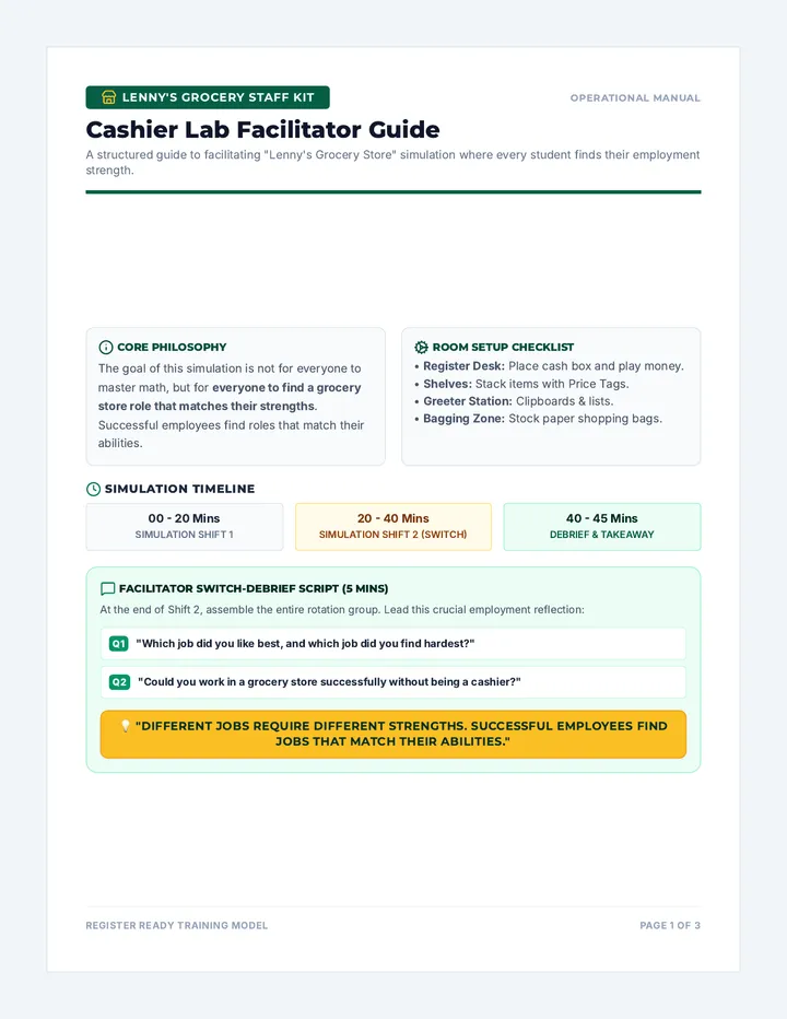 Cashier Lab Facilitator Guide