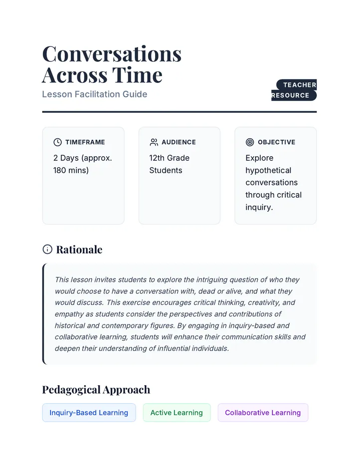 Across Time Lesson Plan