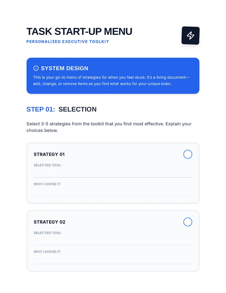 Task Start-Up Menu Project
