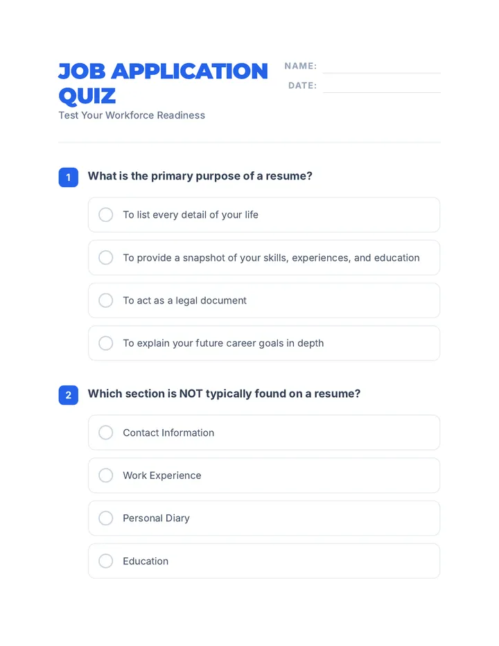 Job Application Quiz