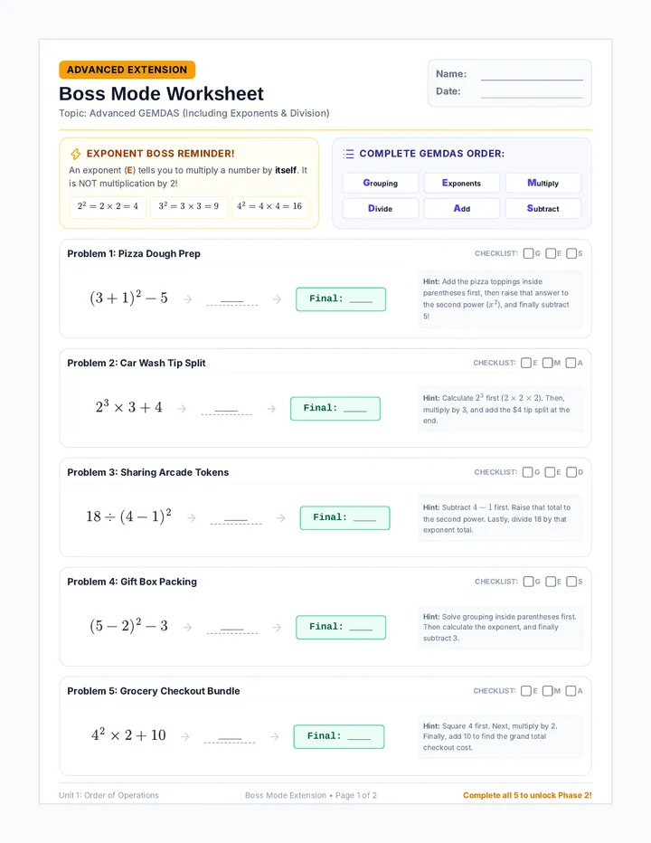 Boss Mode Worksheet