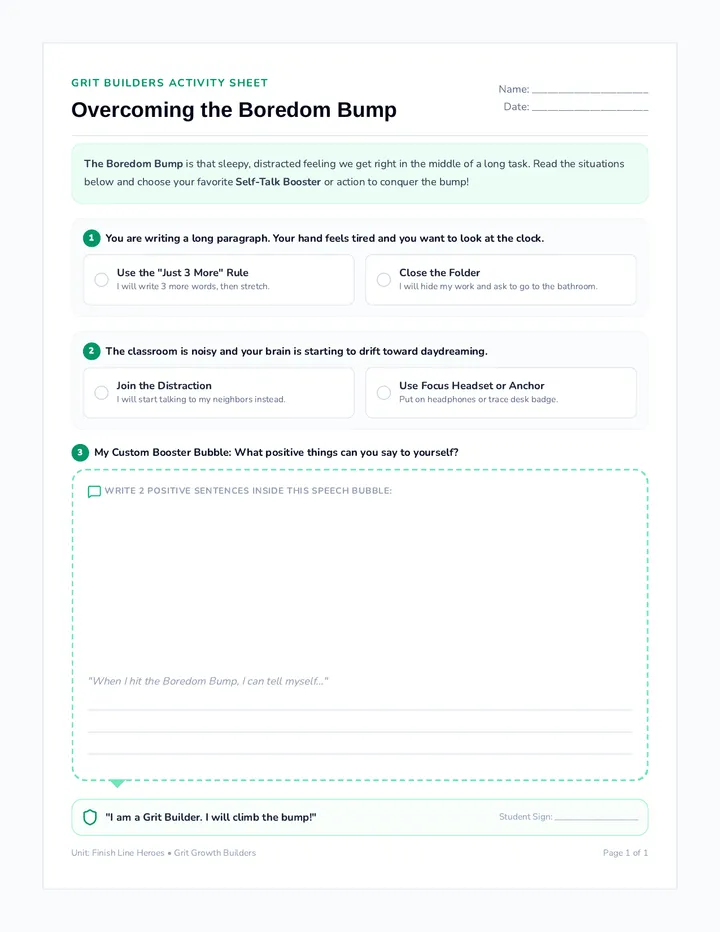 Grit Builder Worksheet