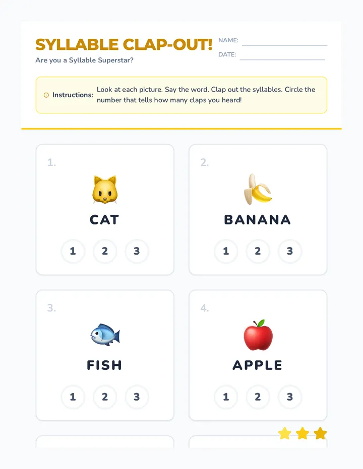 Syllable Clap-Out Worksheet