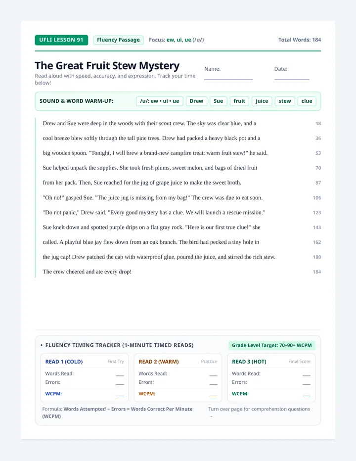Fruit Stew Fluency Reader