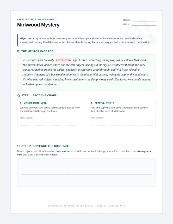 Mirkwood Mystery Worksheet