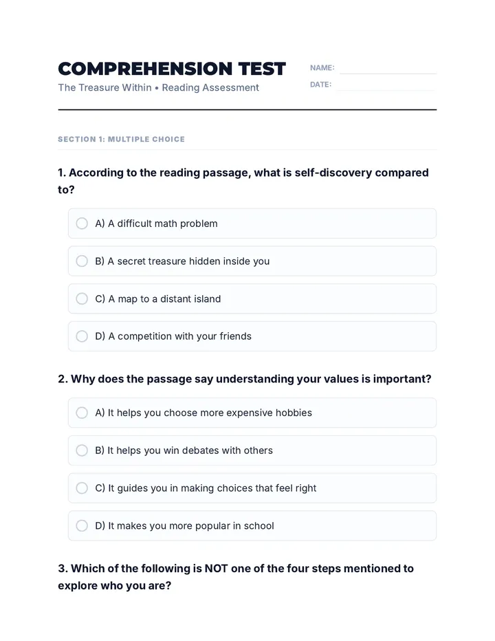 Identity Comprehension Test Formal