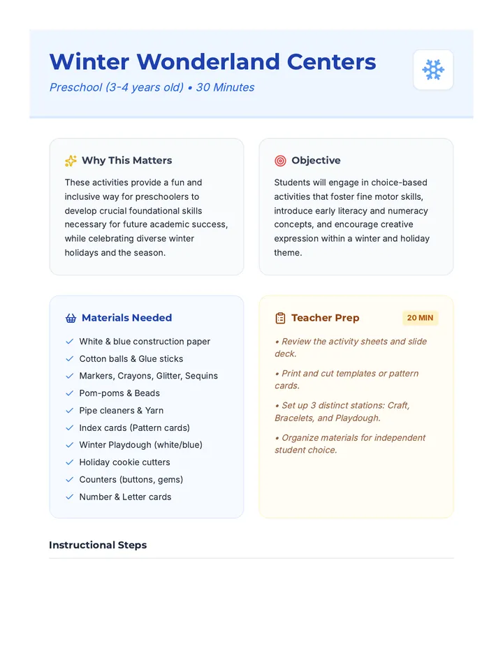 Winter Wonderland Lesson Plan