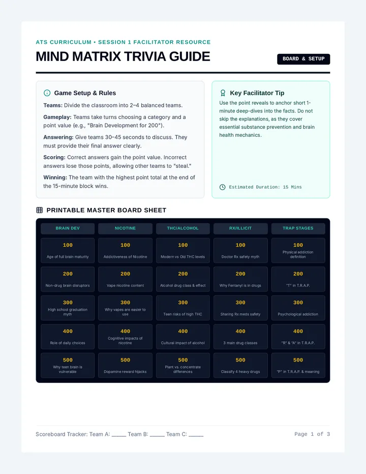 Mind Matrix Trivia Guide