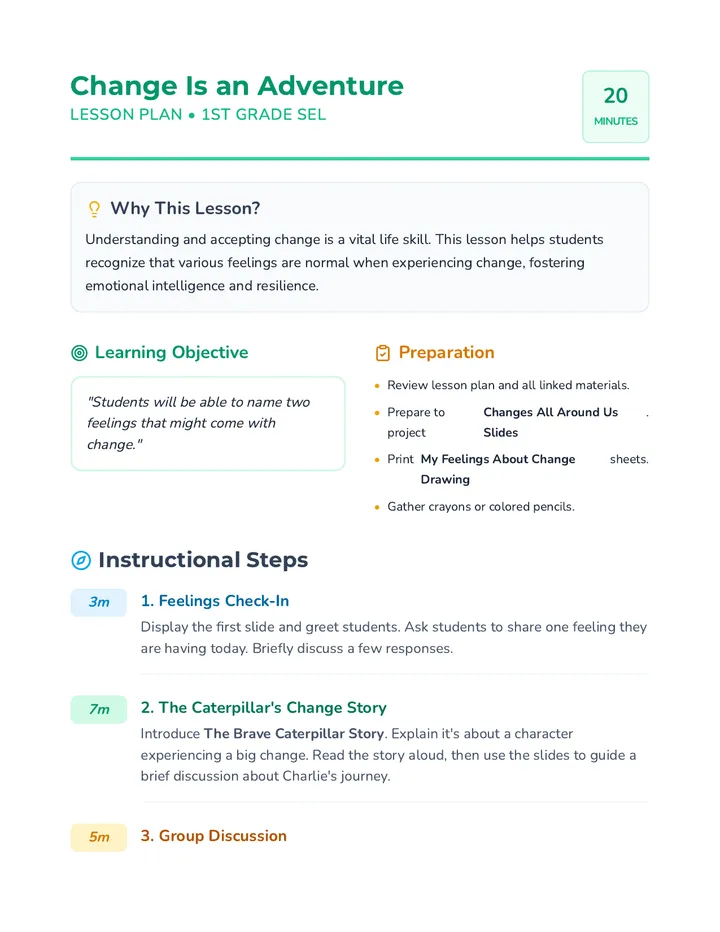 Change Is an Adventure Lesson Plan