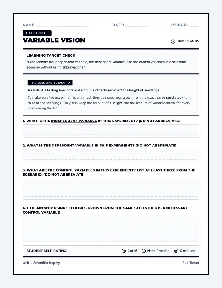 Variable Vision Exit Ticket