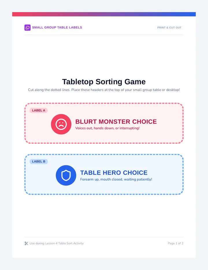 Pocket Sorting Printable