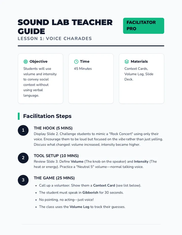 Voice Charades Teacher Guide