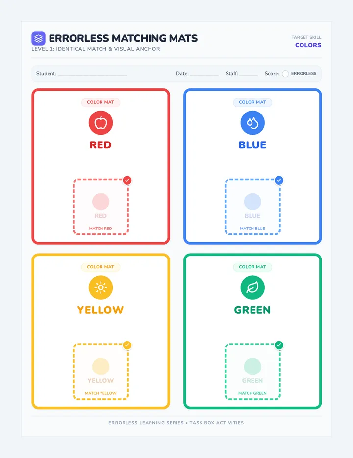 Color Number Letter Match Mats