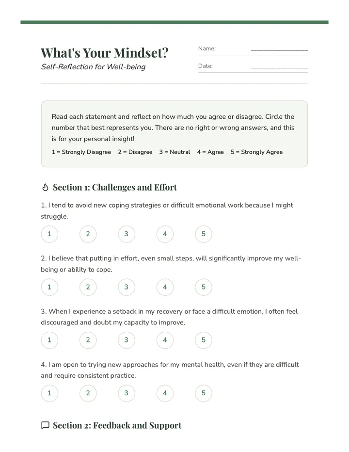 What's Your Mindset? Worksheet