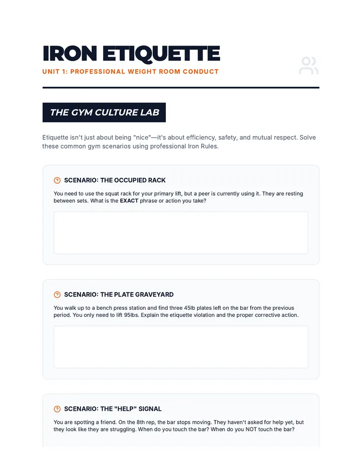 Iron Etiquette Worksheet刻