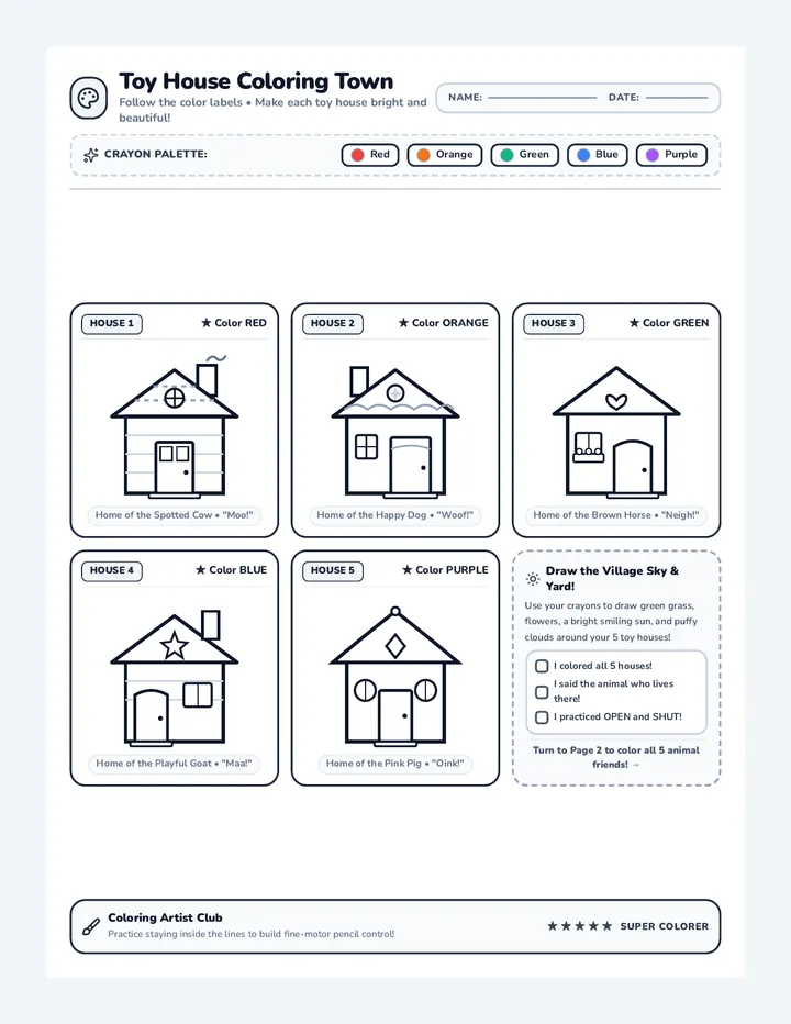 Toy House Coloring Activity