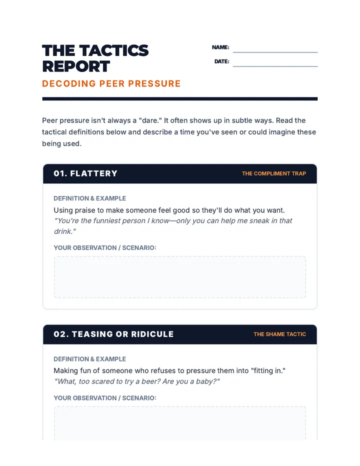 Peer-Pressure Tactics Handout