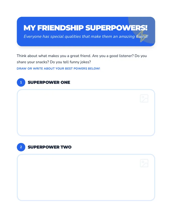 Friendship Superpowers Activity Sheet