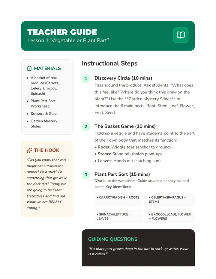 Vegetable Mystery Teacher Guide