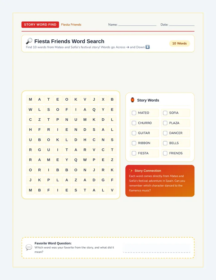 Story Word Find Activity