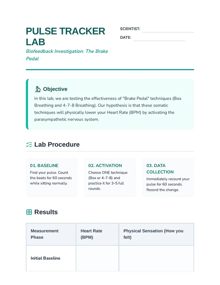 Pulse Tracker Worksheet