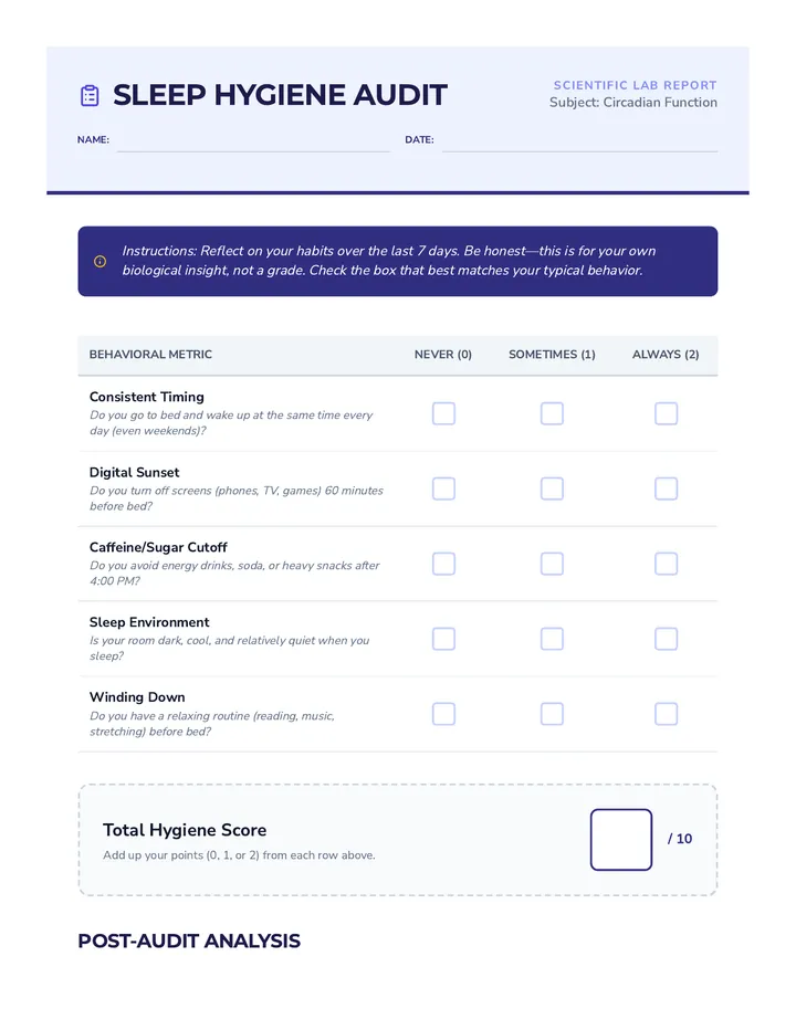 Sleep Hygiene Audit Worksheet