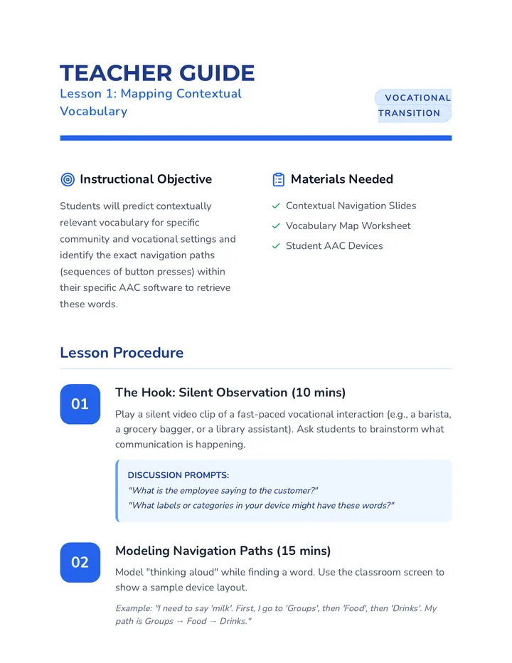 Vocabulary Mapping Teacher Guide