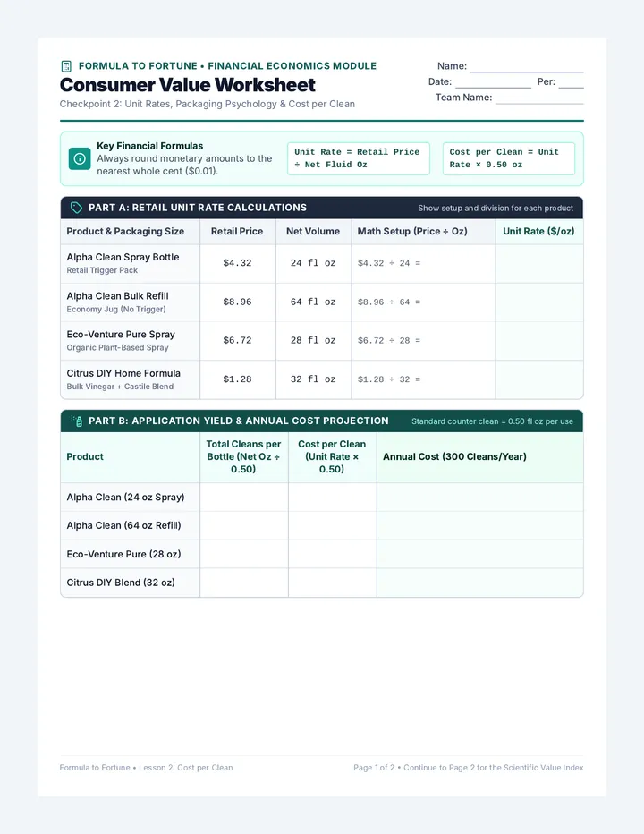 Consumer Value Worksheet