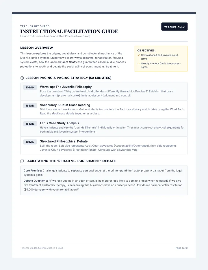 Juvenile Justice Teacher Guide