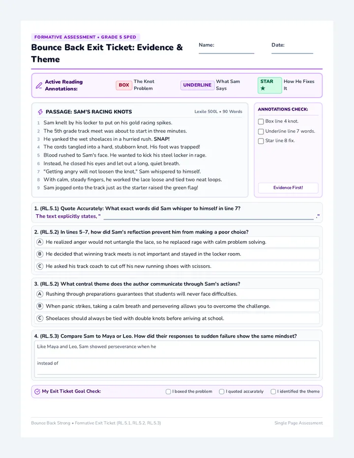 Bounce Back Exit Ticket