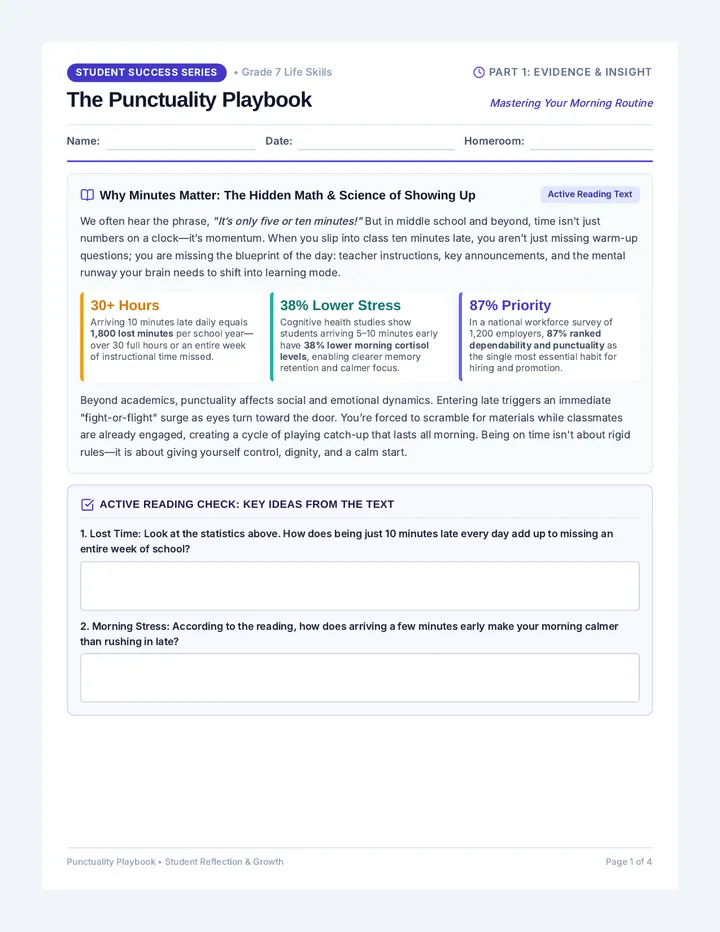 Punctuality Playbook Student Packet